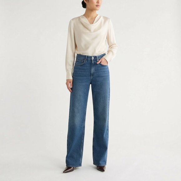 rag & bone Denim - Rag & Bone Lori Mid Rise Wide Leg Jeans Medium Wash Size 26 NEW WITH TAGS